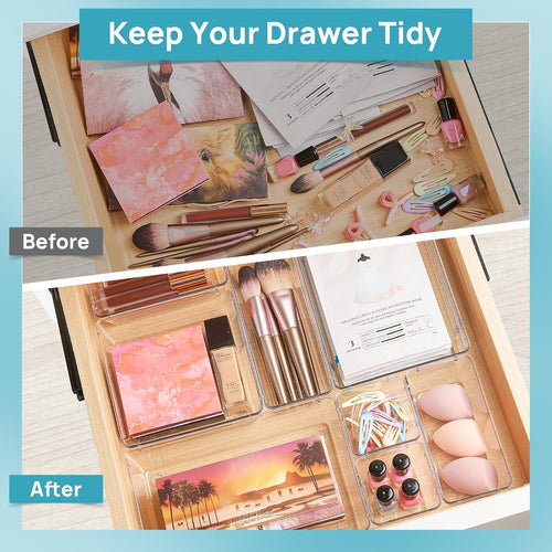 Clear Plastic Drawer Organizer Set