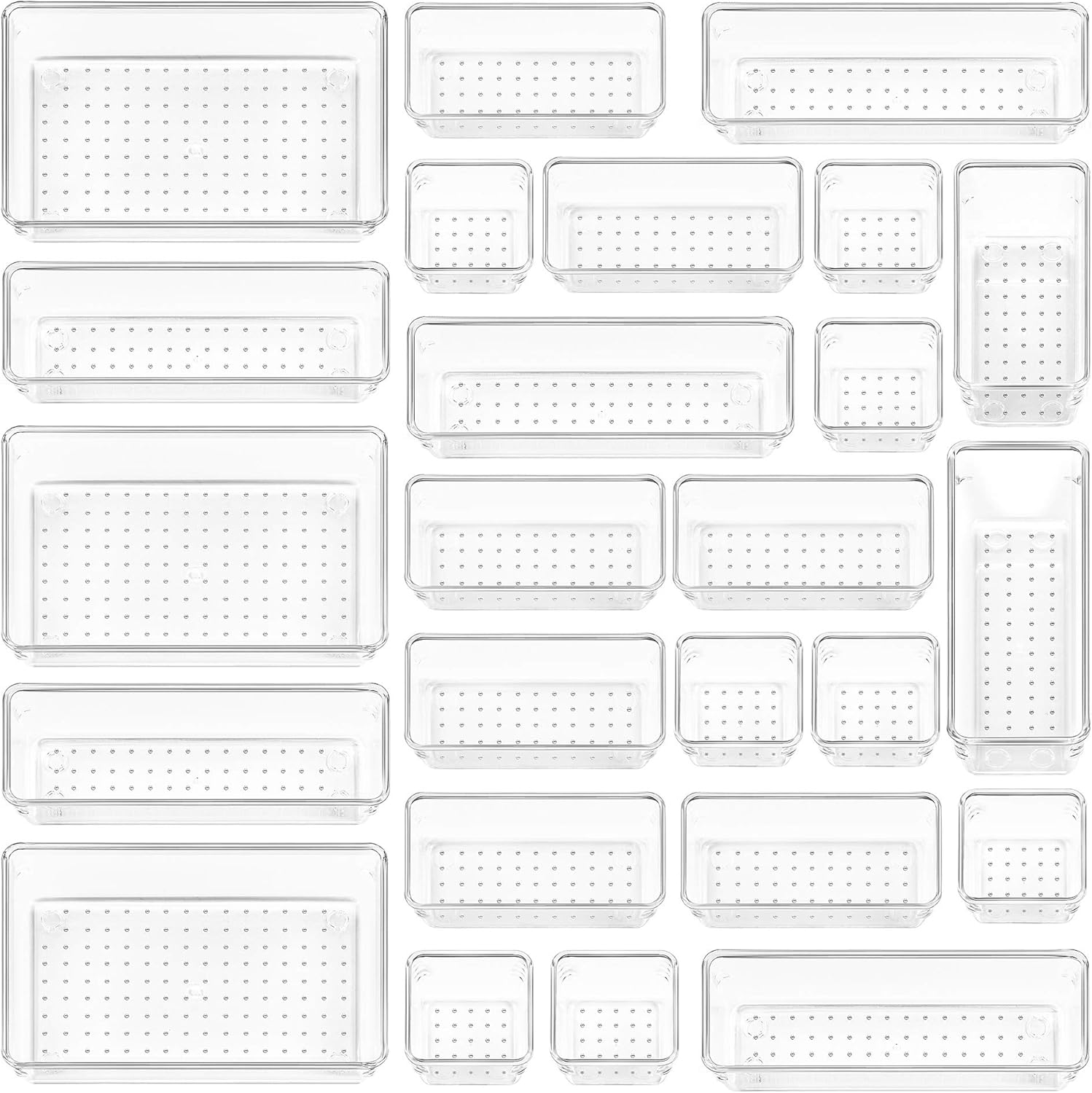 Clear Plastic Drawer Organizer Set